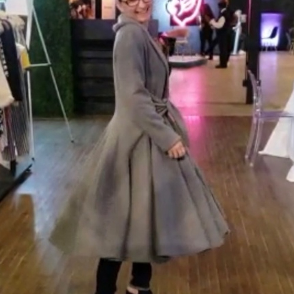 Vintage Style Gray PinUp Rockabilly Overcoat Dress - Picture 6 of 8